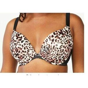 Leopard Plus Size Plunge Push Up Bra 46DDD=46F